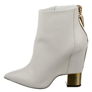 Giuseppe Zanotti Off White Leather Gold Boots Booties Heels sz 10/40